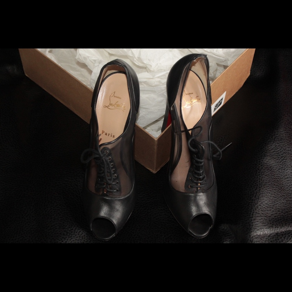 Black Peep Toe Christian Louboutin Booties